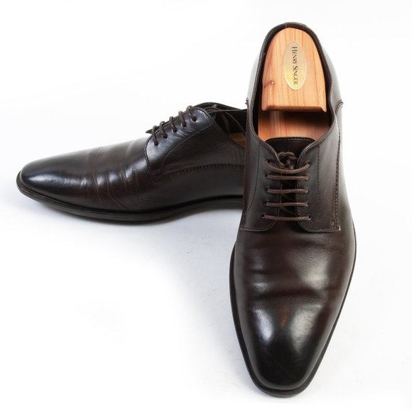 Hugo Boss Made in Italy Brown Leather Derby Shoes - Picture 3 of 5
